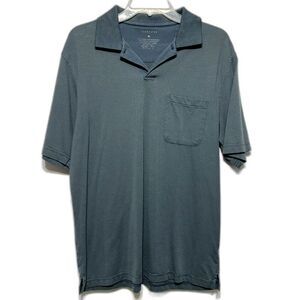 Van Heusen Polo Dark Teal Blue Short Sleeve Collared Shirt Top Mens size Medium